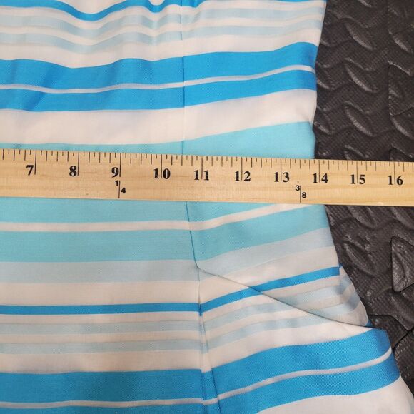 Lilly Pulitzer Blossom Dress Turquoise Wrapping Stripe Silk Size 4 Blue White - Picture 7 of 10